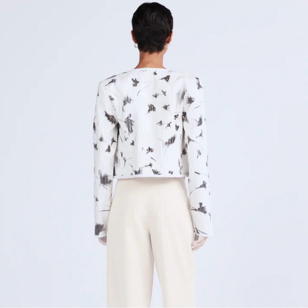 Derek Lam 10 Crosby Cameron Cotton Sequin Jacket, White/Black Multi, Size 10 NWT - Picture 3 of 9